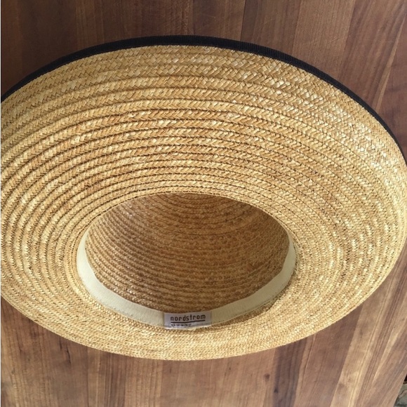 Vintage Nordstrom Straw Black Grosgrain Ribbon Sun Hat - Picture 11 of 14